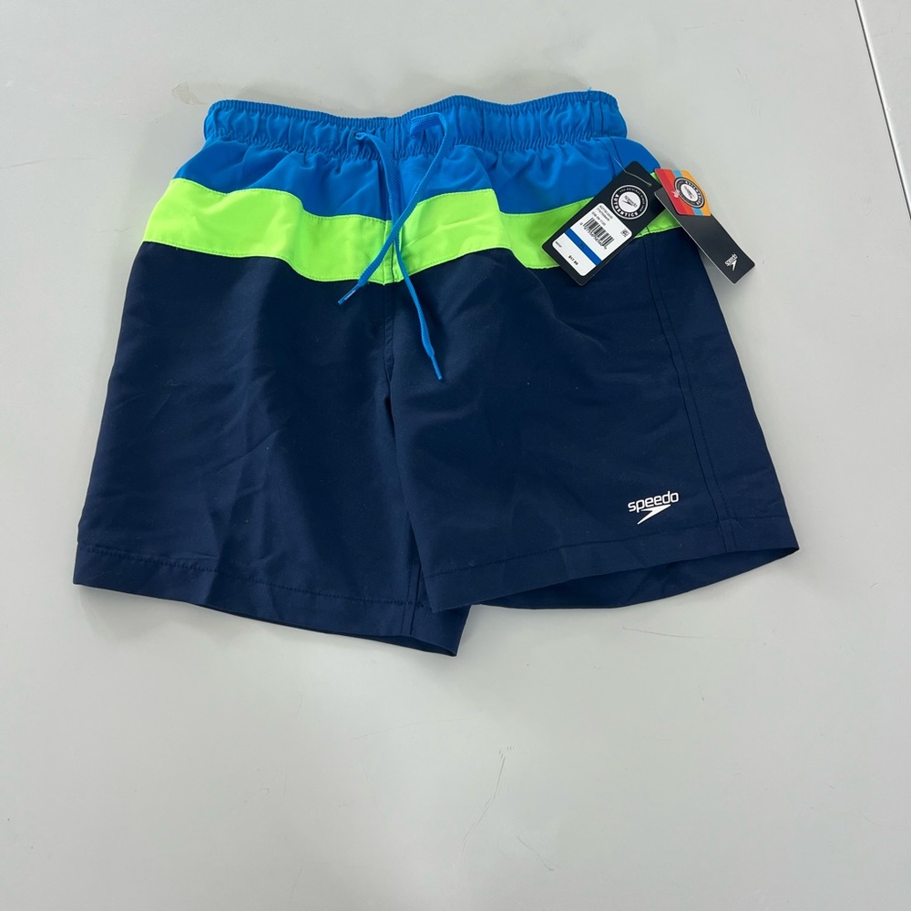 Speedo boys Swim Trunks in Navy, Royal Blue & Neon green